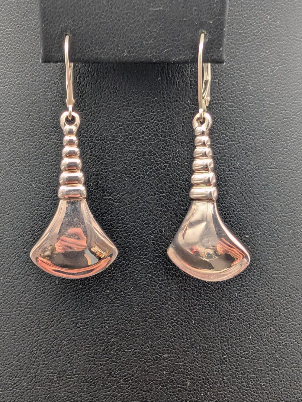 Robert Lee Morris RLM Sterling Silver Modernist Flared Fan Dangle Earrings